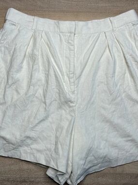 Abercrombie Sloane Tailored Pleated Linen Blend Shorts White Size Large 5"